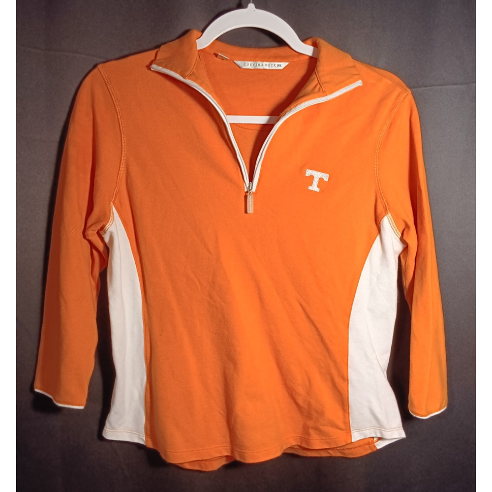 Cutter & Buck Tennessee Volunteers Orange 3/4 Sleeve Quarter Zip Polo Small